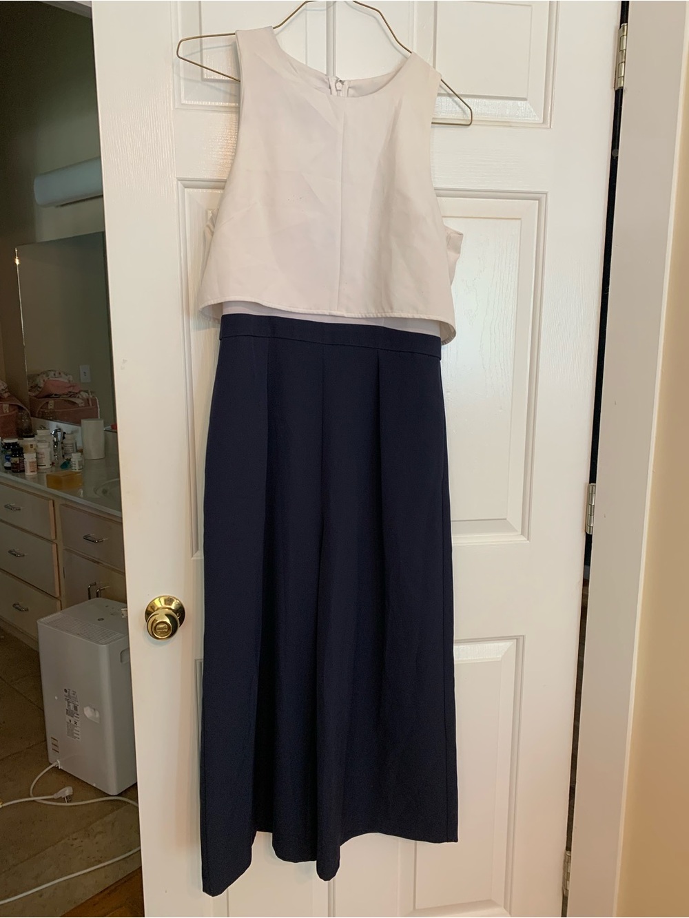 Vince Camuto Two-Tone Maxi Skirt Dress in White and Navy
